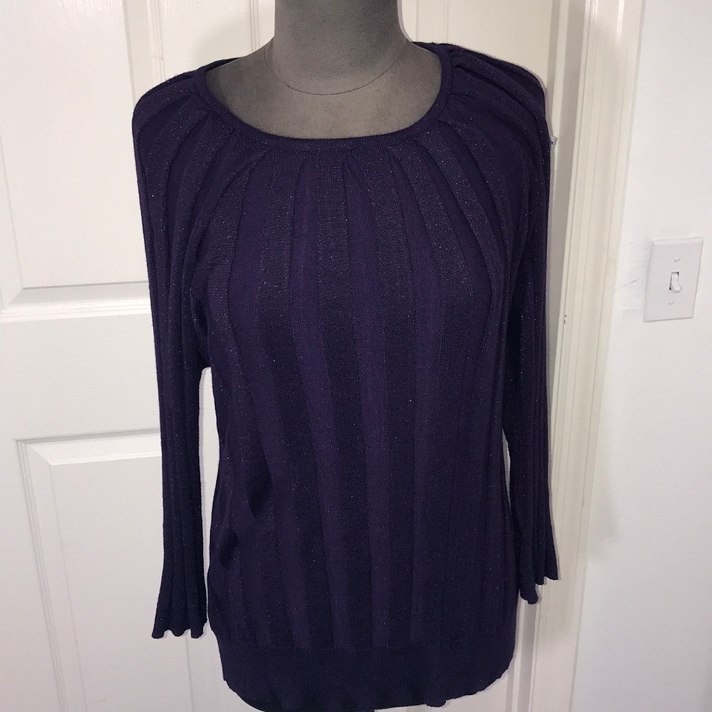 NWT Purple Metallic 3/4 Sleeve Sweater SiZe 2X